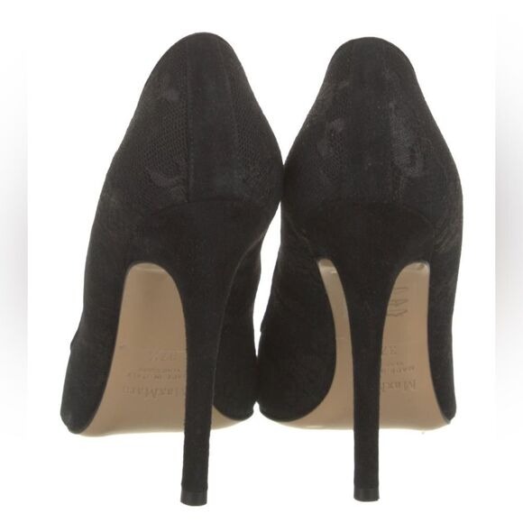 MAXMARA Black Pointed toe Lace Overlay Stiletto Pumps - Picture 4 of 9